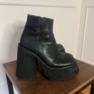 Chunky Black Leather Platform boots